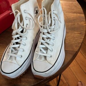 Converse White High-Top Platform Sneakers with Gum Outsole